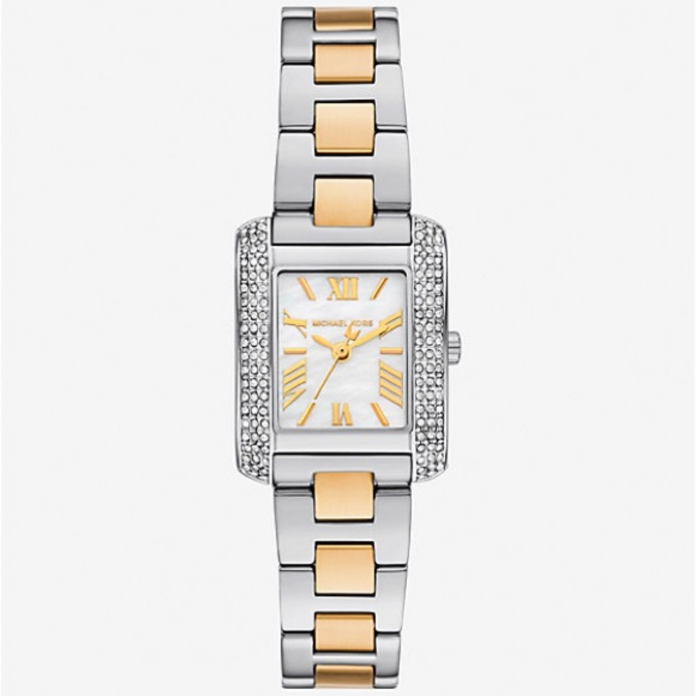 NWT MICHAEL KORS Petite Emery Pavé Two-Tone Watch